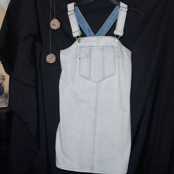 7 FAM Dungaree Shift Denim Dress - Picture 3 of 6